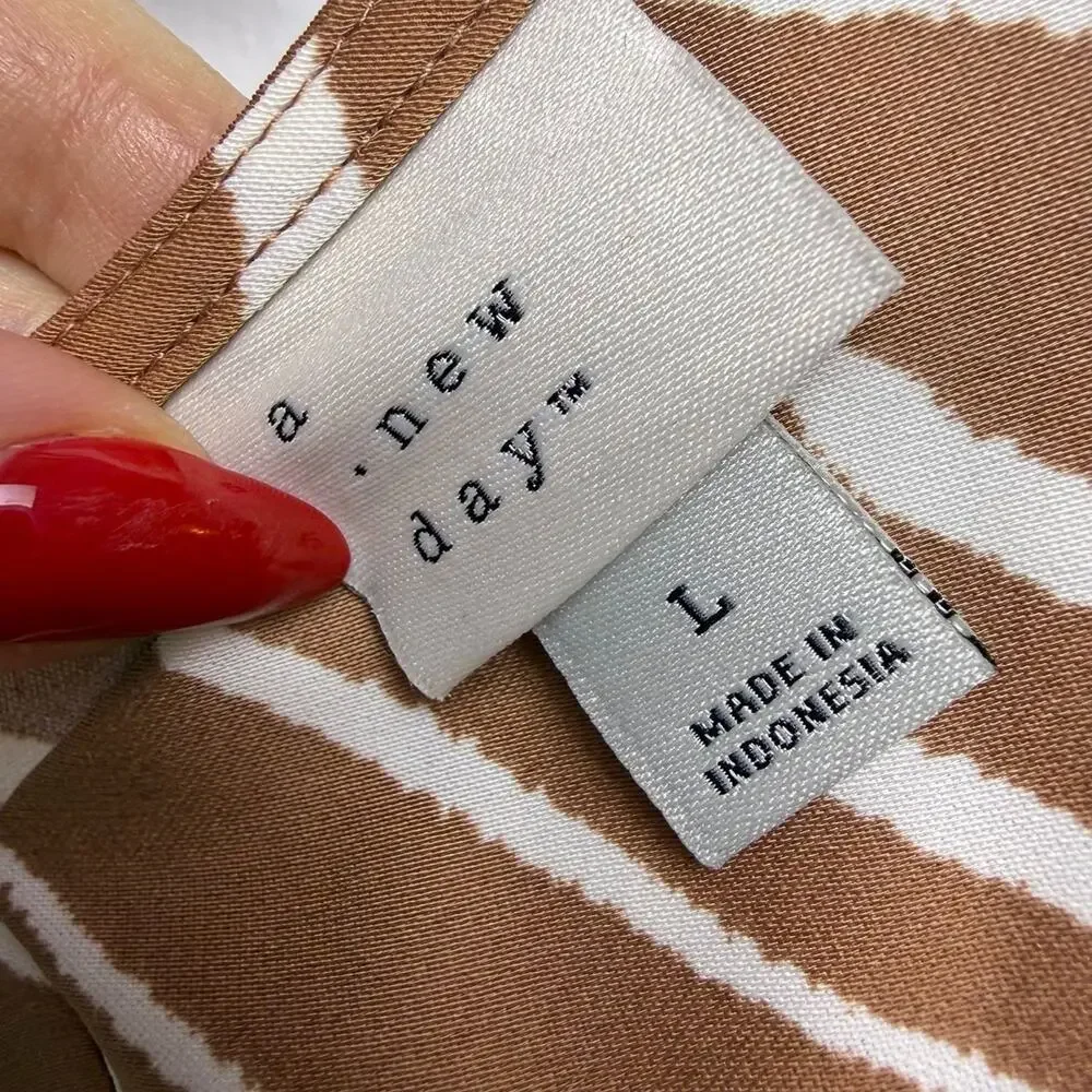 A New Day Animal Print V-Neck Sleeveless Midi Dress Womens Large Brown White - Picture 3 of 8